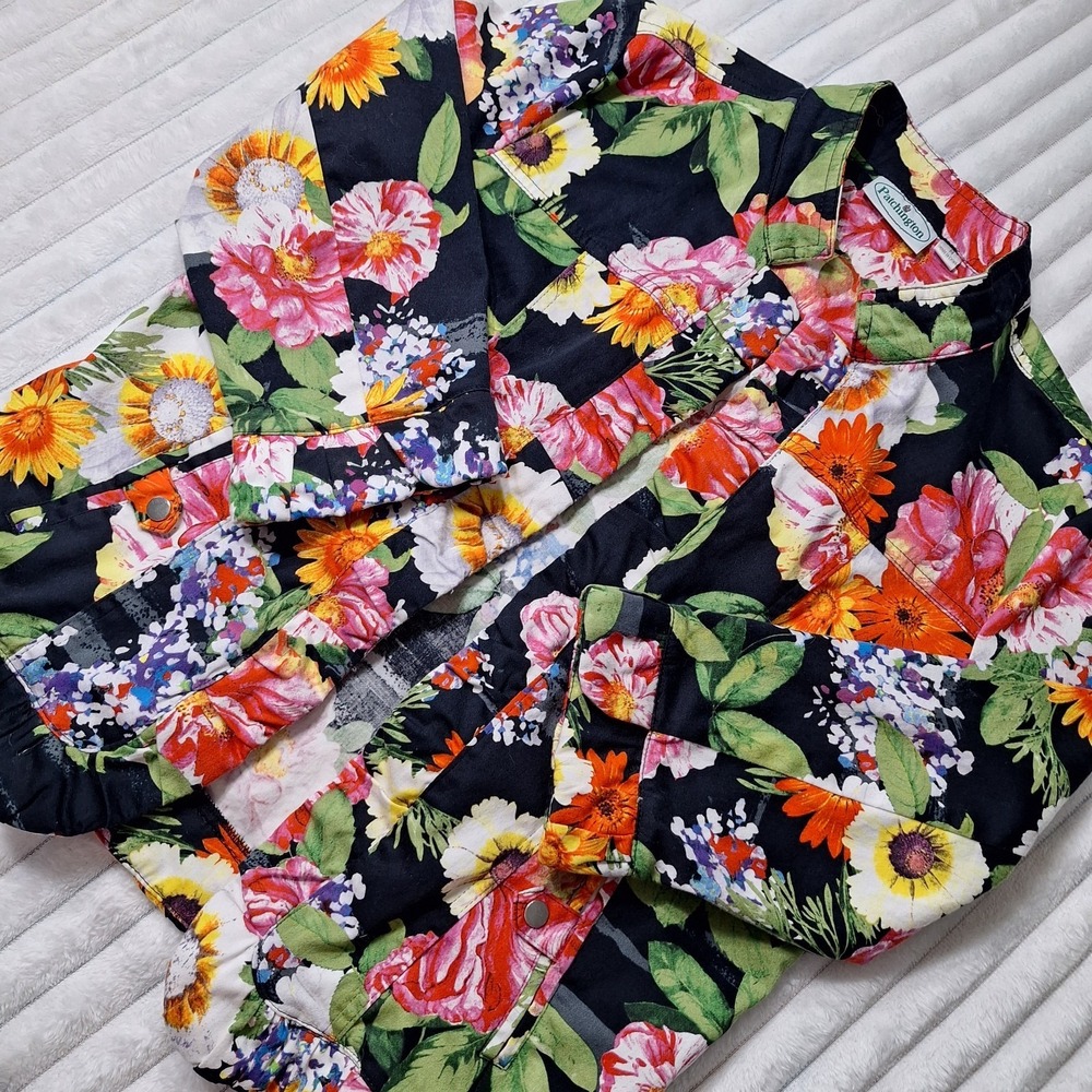 Patchington Garden Topper Jacket Womens M Floral Asian Fairy Dark‎ Romantic
